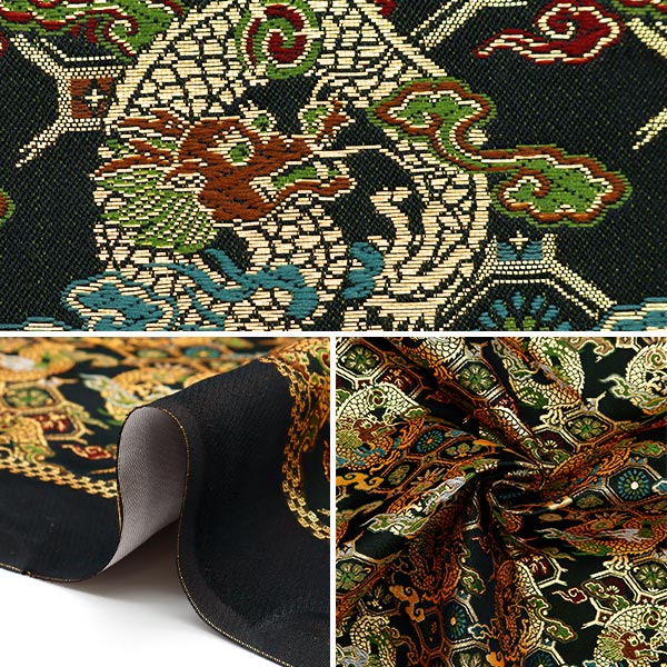 [From quantity 5] Fabric 『Gold Brocade Rakuri Black 2-8433]