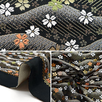 [From quantity 5] Fabric 『Gold Brocade Rakurai Torso Black 2-9842]
