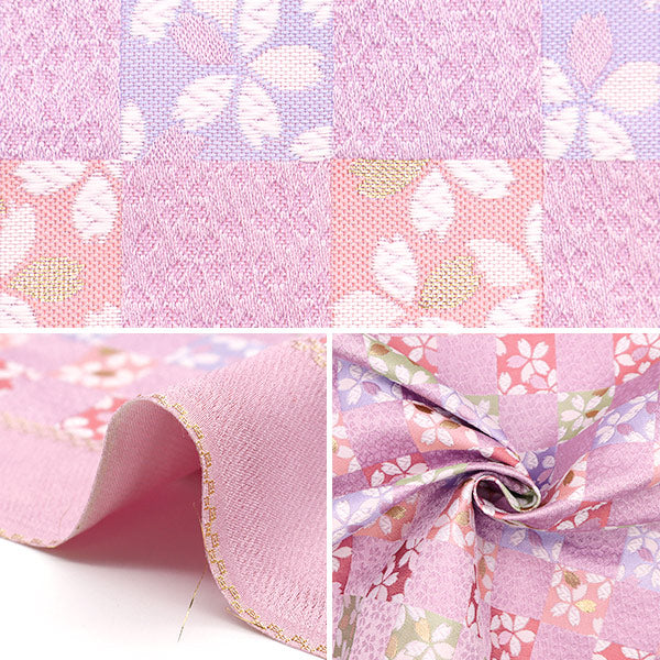 [From quantity 5] Fabric 『Gold Brocade Rakurai Torso Light red plum 841-11116]
