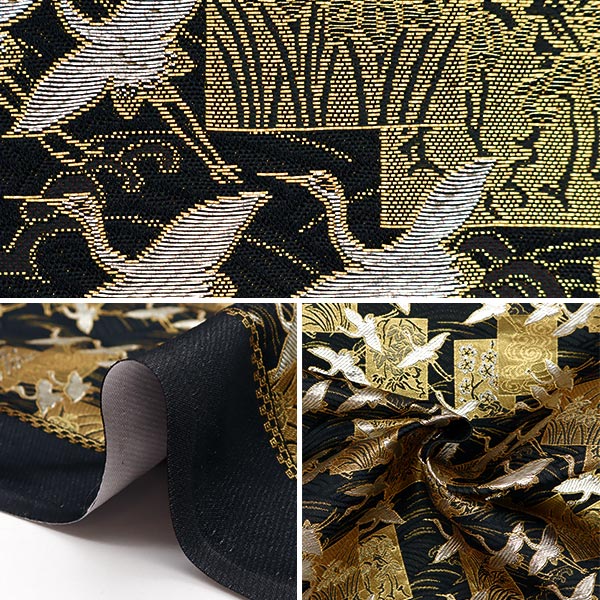 [From quantity 5] Fabric 『Gold Brocade Raku Rei Genju Gold Gold Black 2-11096]
