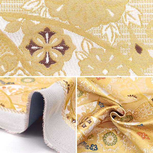 [From quantity 5] Fabric 『Gold Brocade Rakuri Lay Torso No. 2 White 1-10969]