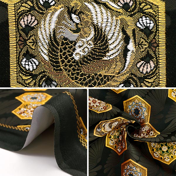 [From quantity 5] Fabric 『Gold Brocade Rakurai Bulk 2 Black 2-11115]