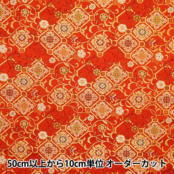 [From quantity 5] Fabric 『Gold Brocade Rakurai 4-cho 2 Red 18-10925]