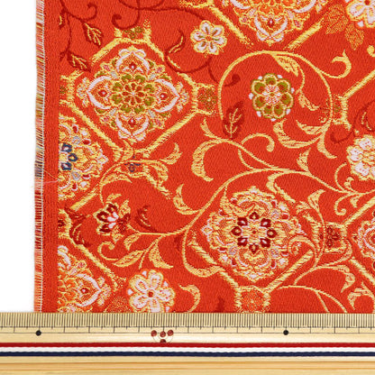 [From quantity 5] Fabric 『Gold Brocade Rakurai 4-cho 2 Red 18-10925]