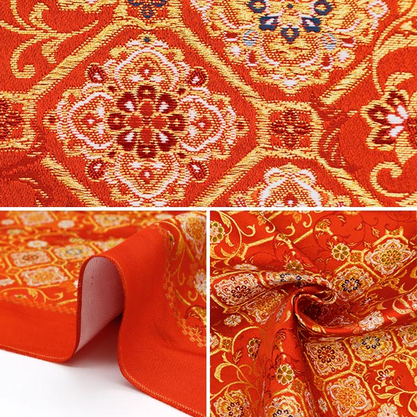[From quantity 5] Fabric 『Gold Brocade Rakurai 4-cho 2 Red 18-10925]