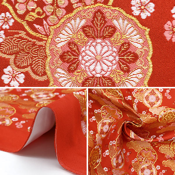 [From quantity 5] Fabric 『Gold Brocade Asuka Gorge 4 Red 1215-10733]