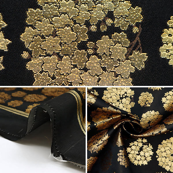 [From quantity 5] Fabric 『Gold Brocade Rinpa's famous crack 2 black 2-11111]