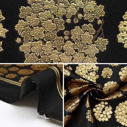[From quantity 5] Fabric 『Gold Brocade Rinpa's famous crack 2 black 2-11111]