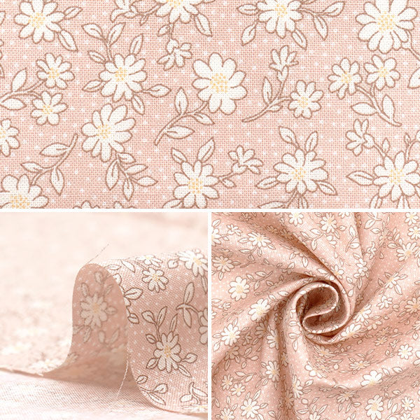 [Quantity starting from 5] Fabric 『Scare Print Homy Sister Lined Floral Pattern Peach HS10502-A"