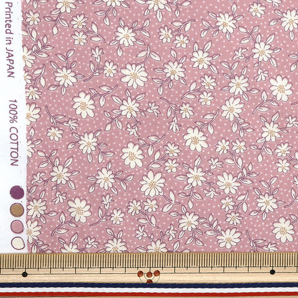 [Quantity starting from 5] Fabric 『Scare Print Homy Sister Lined Floral Pattern Azuki HS10502-D"