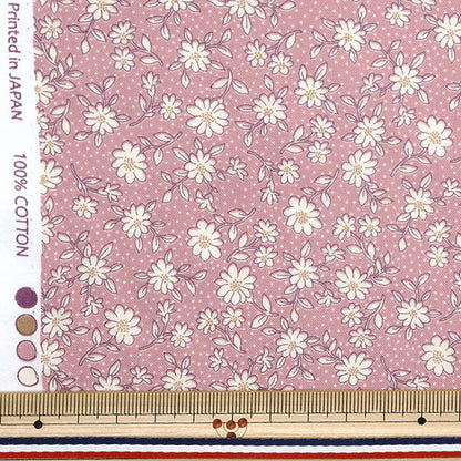 [Quantity starting from 5] Fabric 『Scare Print Homy Sister Lined Floral Pattern Azuki HS10502-D"