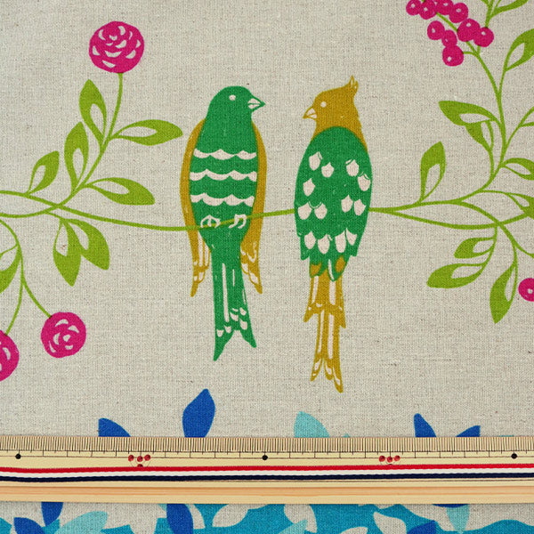 [Quantity starting from 5] Fabric "Etino Standard Bird Song 10B Blue" KOKKA