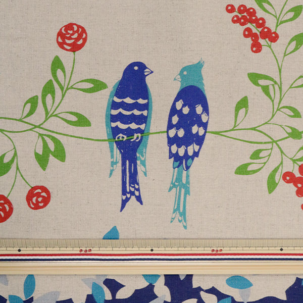 [Quantity starting from 5] Fabric "Echino Standard Bird Song 10D Navy" KOKKA