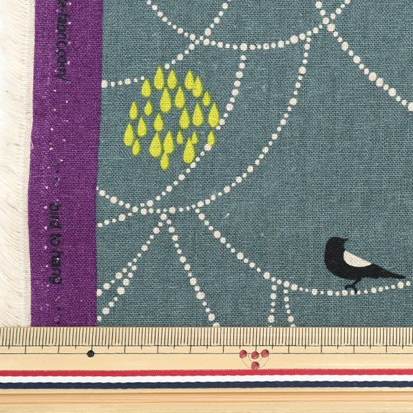[Quantity starting from 5] Fabric"echino Standard BIRD Cotton Linen Canvas Gray EKX90300-301B" KOKKA