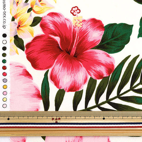 [Quantity starting from 5] Fabric "Broad Hawaiian Print White AP1510-1"