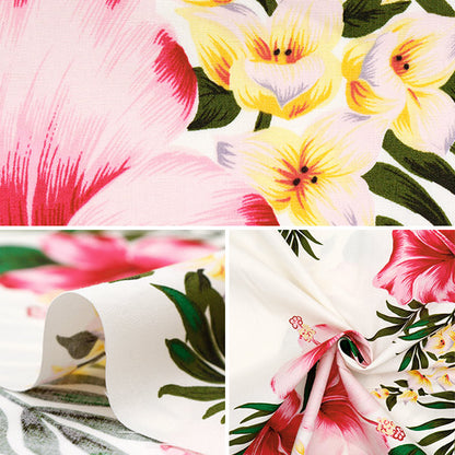 [Quantity starting from 5] Fabric "Broad Hawaiian Print White AP1510-1"