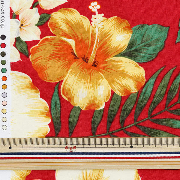 [Quantity starting from 5] Fabric "Broad Hawaiian Print Red AP1510-5"