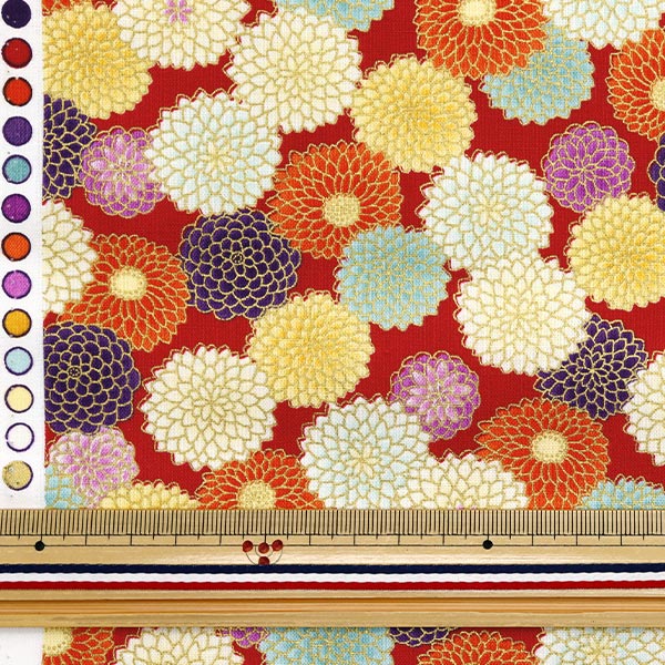 [Quantity starting from 5] Fabric 『Sheeting Japanese pattern glitter red AP32701-2C"