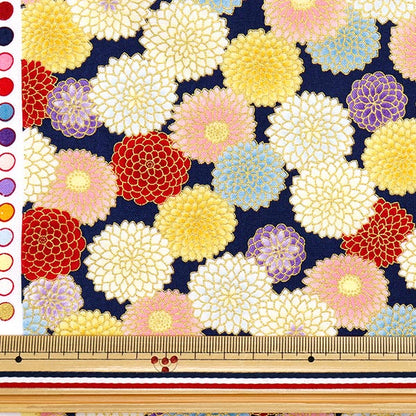 [Quantity starting from 5] Fabric 『Sheeting Japanese pattern glitter navy AP32701-2D"