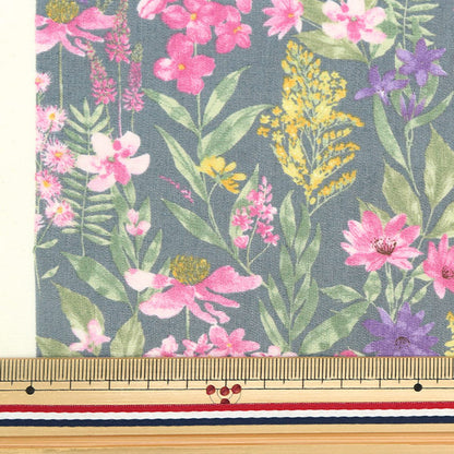 [Quantity starting from 5] Fabric "Broad Watercolor Floral Pattern Gray KTS6904-B" COTTON KOBAYASH Cotton Kobayashi Textile