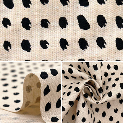 [Quantity starting from 5] Fabric "Usako fabric, cotton, linen canvas, dot pattern, kinari x black, UP5884-A" COTTON KOBAYASHI