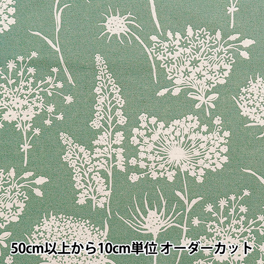 [Quantity starting from 5] Fabric "Usako fabric, cotton, linen canvas, shadow flower, green UP5886-E" COTTON KOBAYASHI