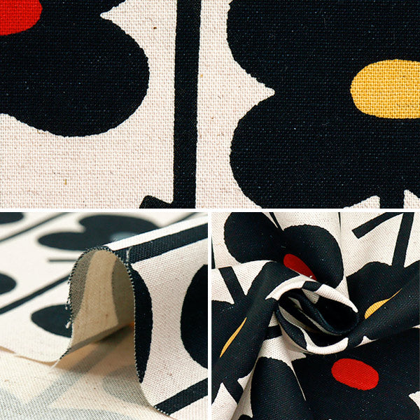 [Quantity starting from 5] Fabric "Usako fabric, cotton and linen canvas, Piccolo, Kinari x Black, UP5888-A" COTTON KOBAYASHI