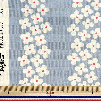 [Quantity starting from 5] Fabric "Usako fabric 10th canvas hydrangea stripe light gray UP5896-A" COTTON KOBAYASHI