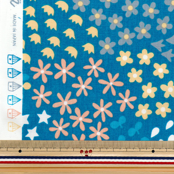 [Quantity starting from 5] Fabric "NINA Scare Print Sofrey processed Kukka Taruha Blue 148-1236-G3"