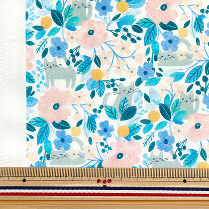 [Quantity starting from 5] Fabric "USA Cotton Kittens and Flowers DCJ1742-MULTI"