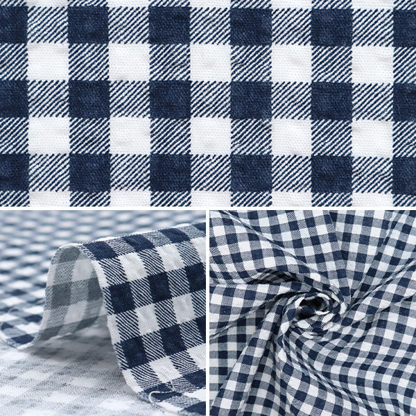 [Quantity starting from 5] Fabric"Ripple Gingham Navy B-83032-1-1"