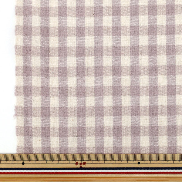 [Quantity starting from 5] Fabric "Cotton Linen Dyed Brushed Washable Check Light Purple 2754-C2"