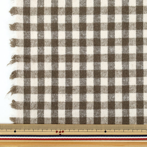 [数量5起] 织物 》棉麻染色拉绒可水洗格子深棕色2754-C5"