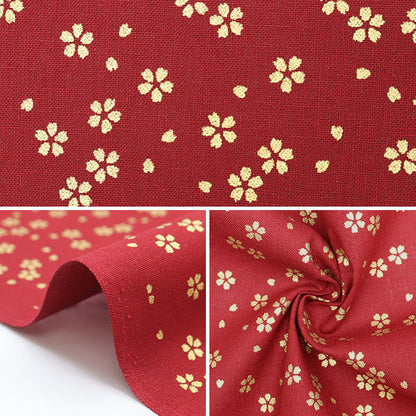 [From quantity 5] Fabric 『Sheeting Japanese pattern lame cherry blossoms dark blue 88337-1-4"
