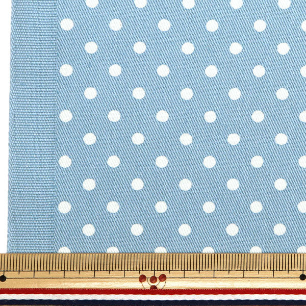 [From quantity 5] Fabric "Twill Polka dotsMilky blue 88610-5-63 in print"