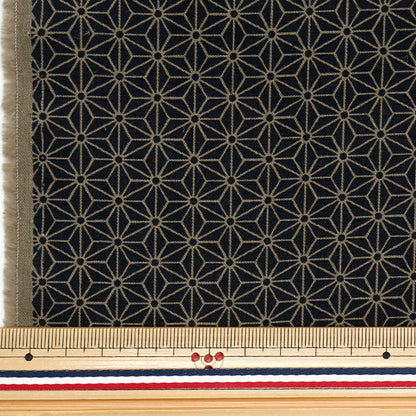 [Quantity starting from 5] Fabric 『Sheeting Hemp leaves, deep indigo 88222-2-15"