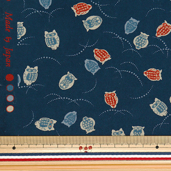 [Quantity starting from 5] Fabric 『Sheeting Japanese pattern owl navy 88227-5-4"