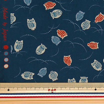 [Quantity starting from 5] Fabric 『Sheeting Japanese pattern owl navy 88227-5-4"