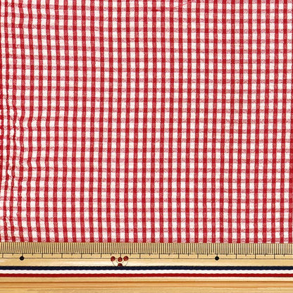 [Quantity starting from 5] Fabric "Soccer Gingham Red SUC-GIN-5RE"