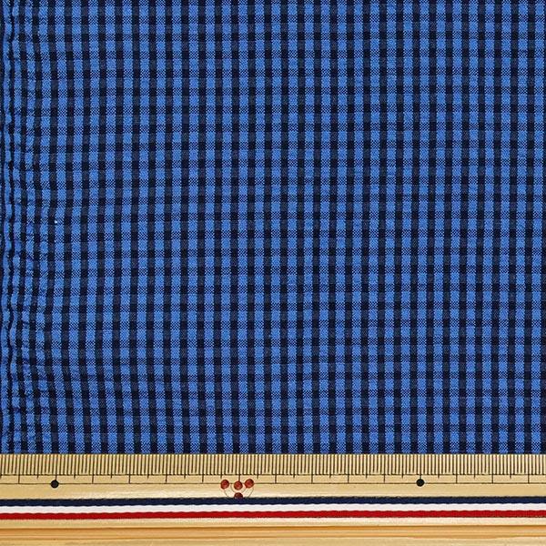 [Quantity starting from 5] Fabric "Soccer Gingham Blue Black SUC-GIN-7BB"