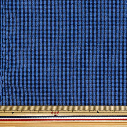 [Quantity starting from 5] Fabric "Soccer Gingham Blue Black SUC-GIN-7BB"
