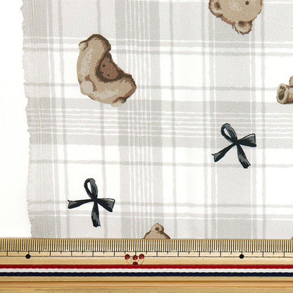 Fabric "Antibacterial, deodorizing, super water-repellent polyester that repels water. Cut Cloth Approx. 135cm x 100cm Teddy Bear Check Gray C-HP-SC-TE-GY"