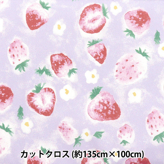 生地 『すごく水をはじく抗菌防臭超撥水ポリエステル カットクロス 約135cm×100cm 水彩イチゴ パープル C-HP-SC-SU-PU』