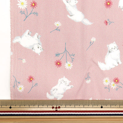 Fabric "Antibacterial, deodorizing, super water-repellent polyester that repels water. Cut Cloth Approx. 135cm x 100cm Cat and Flower Pink C-HP-SC-CA-PK"