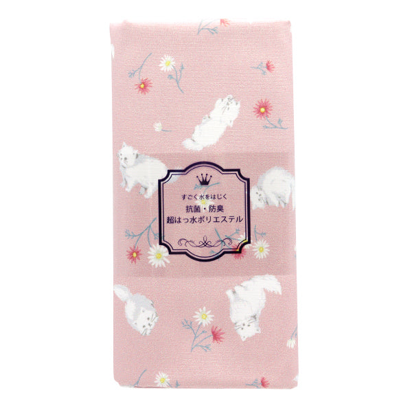 Fabric "Antibacterial, deodorizing, super water-repellent polyester that repels water. Cut Cloth Approx. 135cm x 100cm Cat and Flower Pink C-HP-SC-CA-PK"