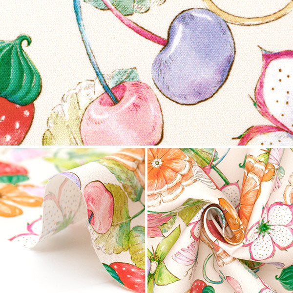 Fabric "Super Water-Repellent Polyester Pattern Designer Maya Series Fruit Flower Cut Cloth Approx. 135cm x 100cm CINMA-HFFL-MI"