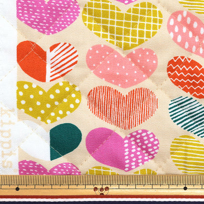 Fabric "kippis OxfordQuilt Cut Cloth Approx. 105 x 50cm Heart Cream CQKPO-17Q" 【Yuzawayaoriginal】