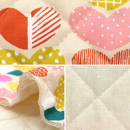 Fabric "kippis OxfordQuilt Cut Cloth Approx. 105 x 50cm Heart Cream CQKPO-17Q" 【Yuzawayaoriginal】