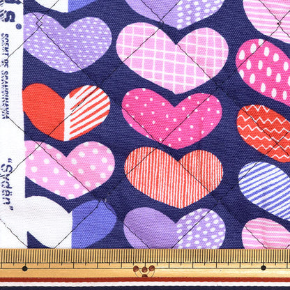 Fabric "kippis OxfordQuilt Cut Cloth Approx. 105 x 50cm Heart Navy CQKPO-17R" 【Yuzawayaoriginal】