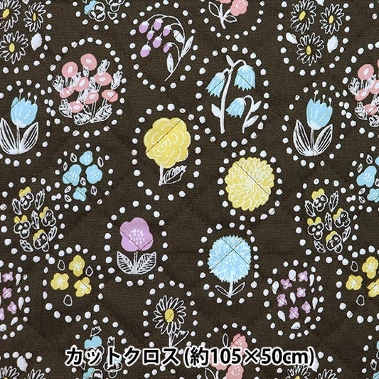 Fabric "kippis OxfordQuilt Cut Cloth Approx. 105 x 50cm Summer Flower Charcoal CQKPO-49J" 【Yuzawayaoriginal】